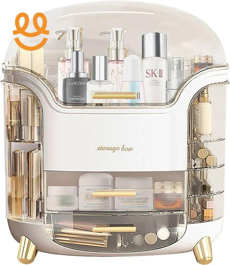 Elegant Multi-Layer Cosmetic Organizer with Lid & Drawers | With Free Bear Gift