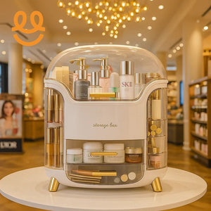 Elegant Multi-Layer Cosmetic Organizer with Lid & Drawers | With Free Bear Gift