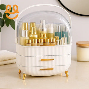 Luxury Portable Cosmetic Organizer Box with Lid & Drawers | With Free Bear Gift