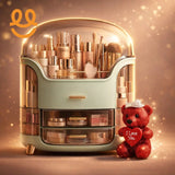 Elegant Multi-Layer Cosmetic Organizer with Lid & Drawers | With Free Bear Gift