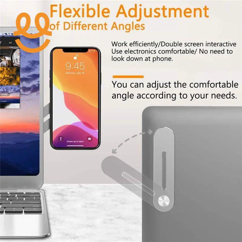 Magnetic Foldable Laptop Side Phone Holder Adjustable Mobile Mount